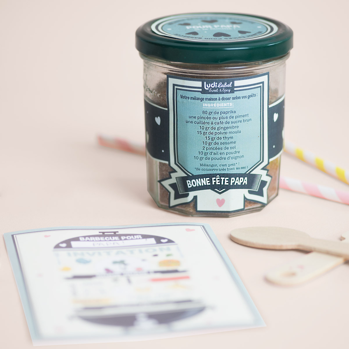 DIY Printable Decorations Pots d'épices et Invitation Barbecue pour la fête des pères