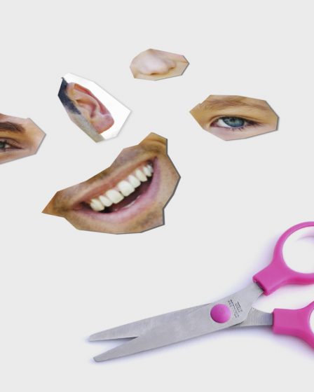Photo de visage découpé avec un stylo