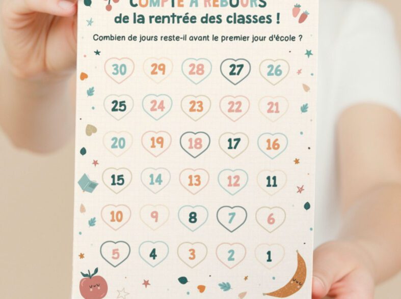 Affiche de compte à rebours de la rentrée des classes