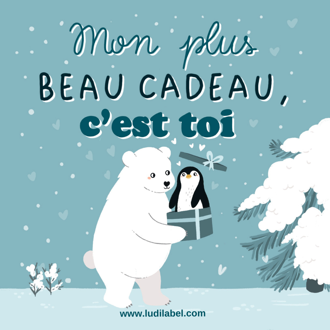Mon plus beau cadeau, c'est toi - illustration ours polaire et pingouin