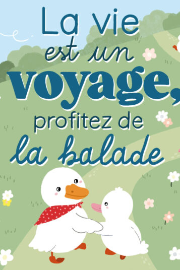 La vie est un voyage, profitez de la balade, illustration canetons qui se promènent
