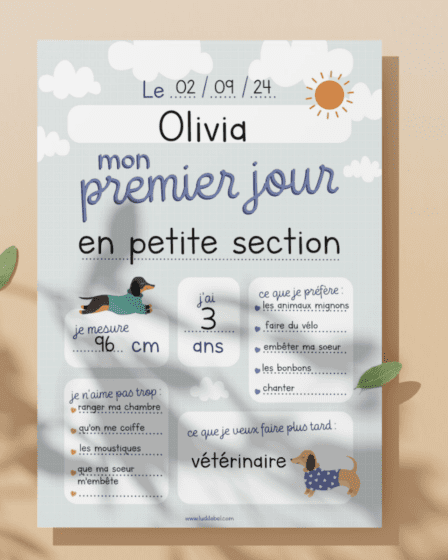 Pancarte à imprimer pour la photo du premier jour d'école