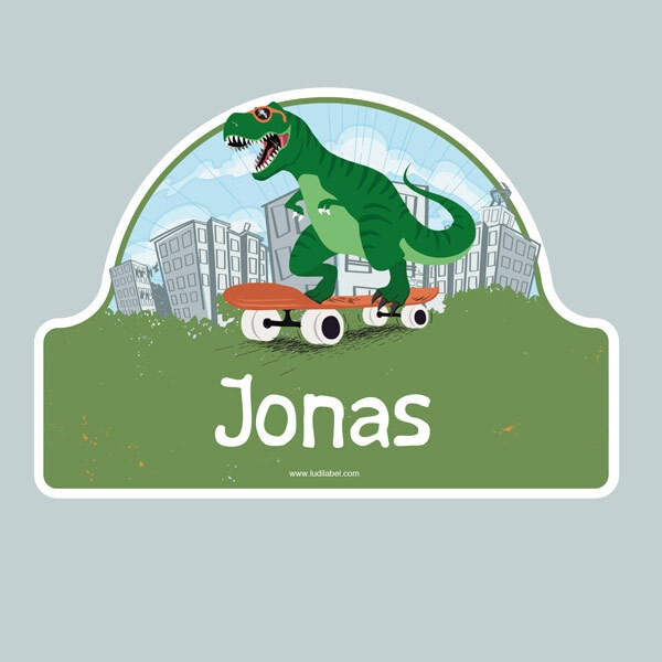 Autocollant panneau de porte chambre enfant - Dinosaure