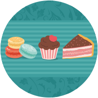 Des gâteaux, cupcake et macarons